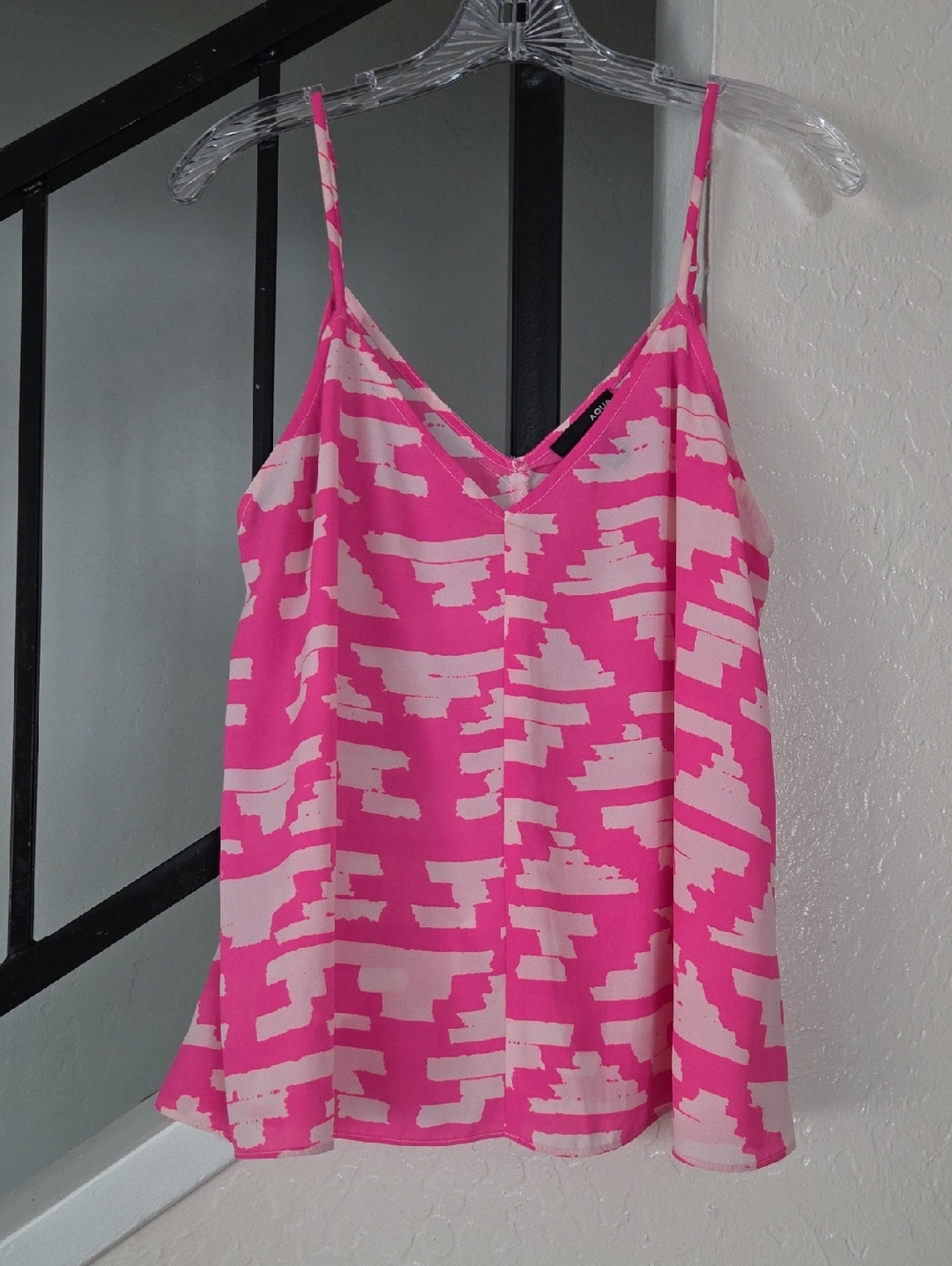 Aqua Hot Pink and Cream Abstract Cami